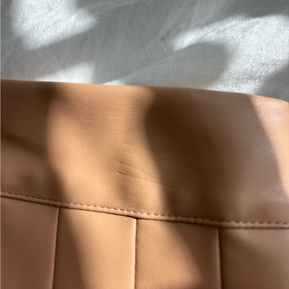 Do+Be Mini Brown Leather Pleated Skirt - Picture 3 of 7